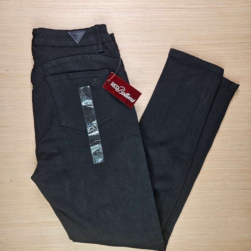 Red Bottoms Skinny High Rise Jeans Black Junior Size 11 30 Measures 28x28 NEW